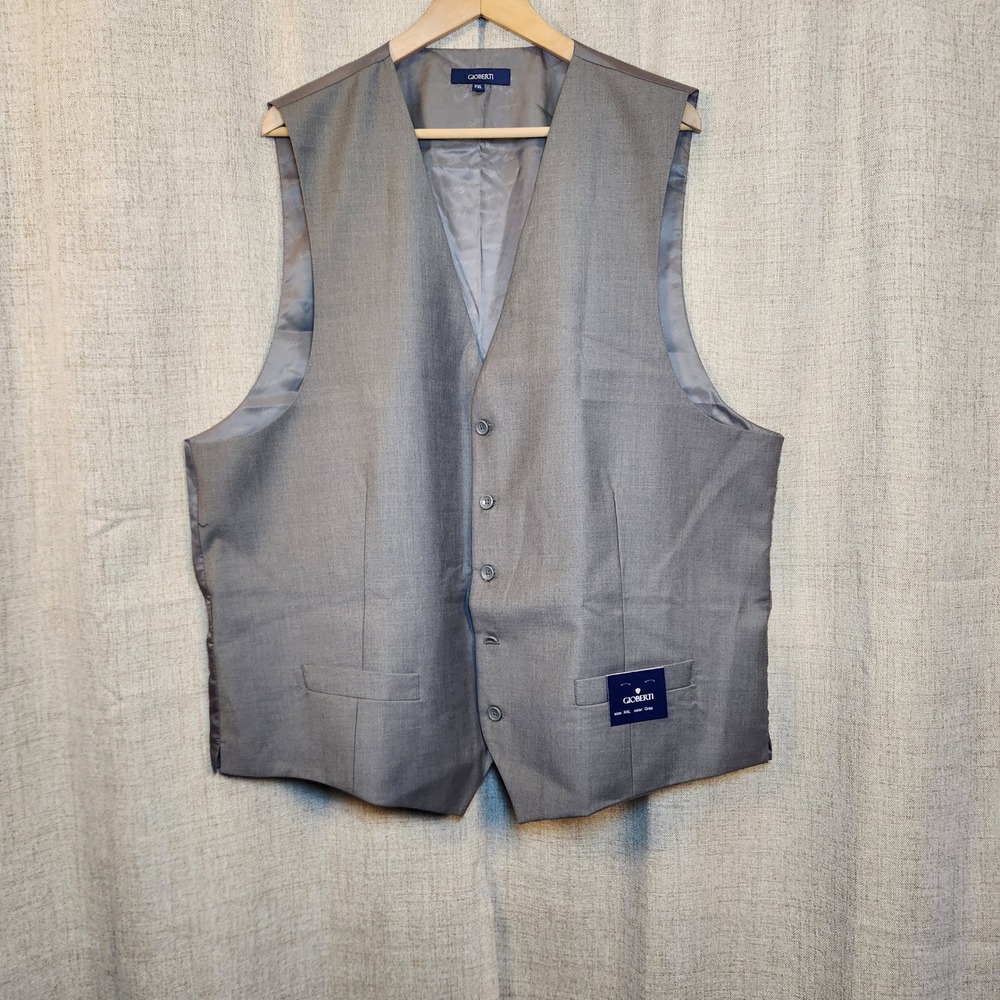 Gioberti Formal Suit Vest Men's XXL Gray Adjustable Strap Real Pockets VS-95
